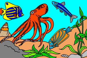 《海底世界填颜色》游戏画面1