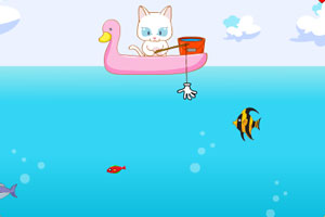 《小白猫钓鱼》游戏画面1