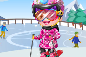 可爱宝贝去滑雪