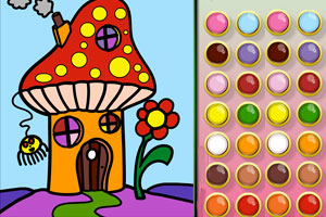 《蘑菇房子填颜色》游戏画面1