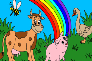 《农场动物填颜色》游戏画面1